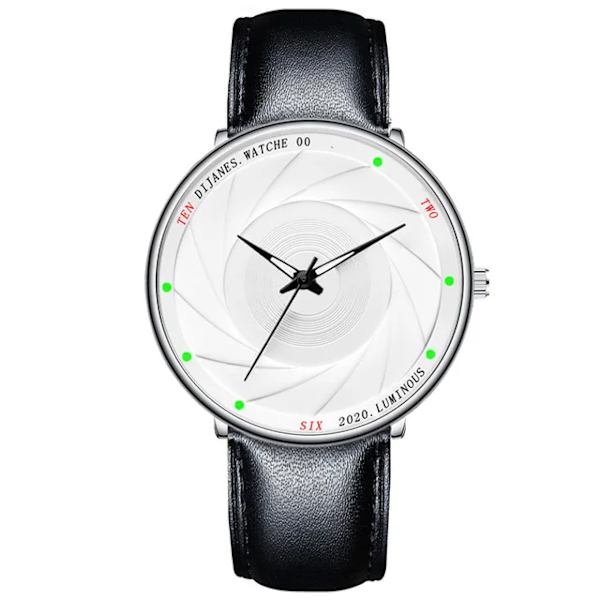 Minimalistiska herrmodeklockor Ultratunt rostfritt stål Mesh -bälte Quartz Watch Herr Casual Läderklocka reloj hombre Leather Black White
