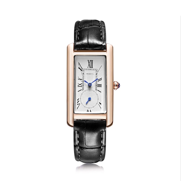 REBIRTH Brand Watch Dam Elegant Retro Klockor Mode Dam Quartz Klockor Klocka Dam Casual Läder Damarmbandsur Gold Black