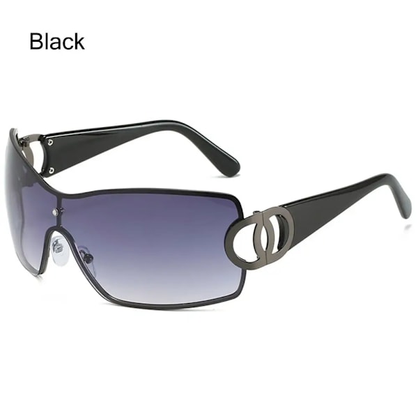 Nya Oversize Sport Herr Cykel Solglasögon Punk One Piece Goggle Dam 2000-talets märkesdesigner Solglasögon Y2k Solglasögon Black