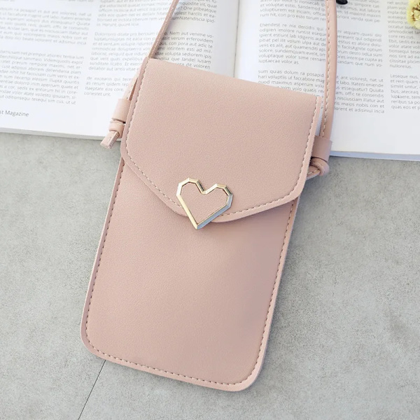 Student Mini Crossbody-väskor Dam Hjärtformad dekoration Transparent Touchscreen Retro Mobiltelefonväska Axelväska Designer BBL103-pink