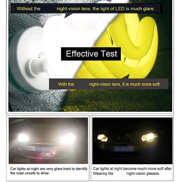 Högkvalitativa HD-polariserade solglasögon Gul lins Night Vision Solglasögon Körglasögon Anti-bländande solglasögon För män Kvinnor Nvision Silver