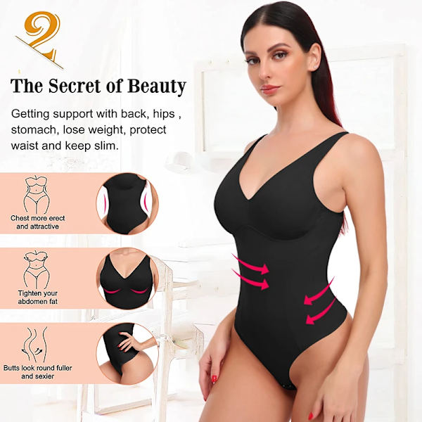 Helkroppsformare för kvinnor Shapewear Magekontroll Body Slimming Underkläder Waist trainer Body Shaper Ryggkontroll black M