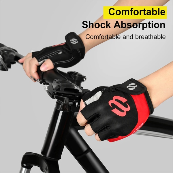 Cykelhandskar Fingerlösa Luva Ciclismo Cykelhandskar Herr Dam Anti-Slip Fitness Object Bike MTB GEL Pad Handske Red XL