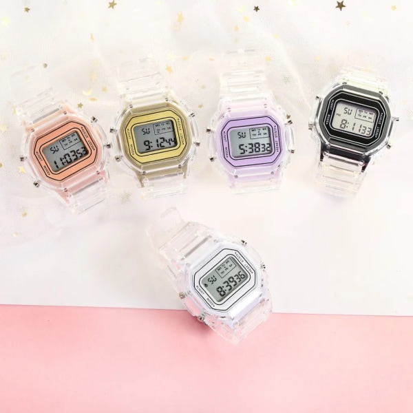 Transparent Digital Watch Square Damklockor Sport Elektronisk Armbandsklocka Watch Mujer Klockor Style 10