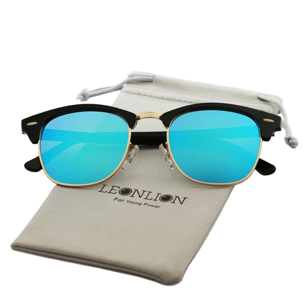 LeonLion Polarized Semi-Rinless Solglasögon Dam/Her Polarized UV400 Classic Brand Designer Retro Oculos De Sol Gafas C14 LightBlack Blue
