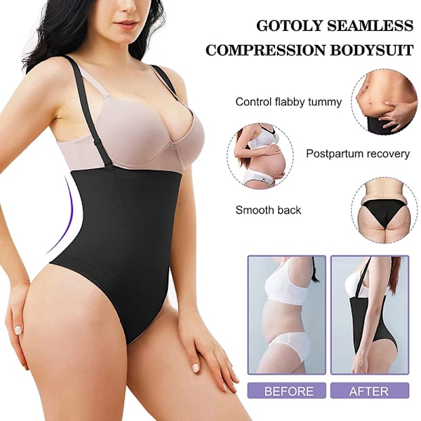 Stringtrosa Body Shapewear Kvinnor Underbyst Body Shaper Magkontroll Bantning Underkläder Push Up Butt Lifter Magformare Korsett Black M