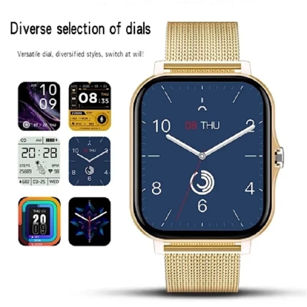 ny Smart Watch Herr Dam Present Sport Fitness Hälsa Pris Monitor call Digital Smartwatch Armbandsur klockor metall telefon Gold(.1465)