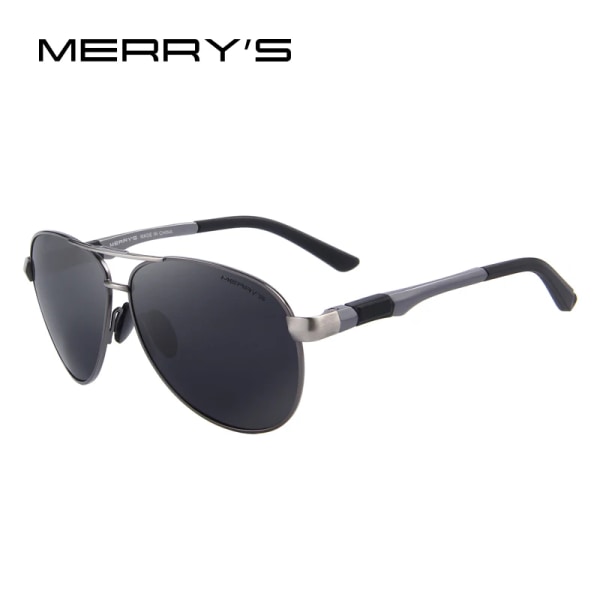 MERRYS DESIGN Klassiska pilotsolglasögon för män HD Polariserade solglasögon för körning Luftfart Legering Ram Fjäderben UV400 S8404 C02 Gray Black
