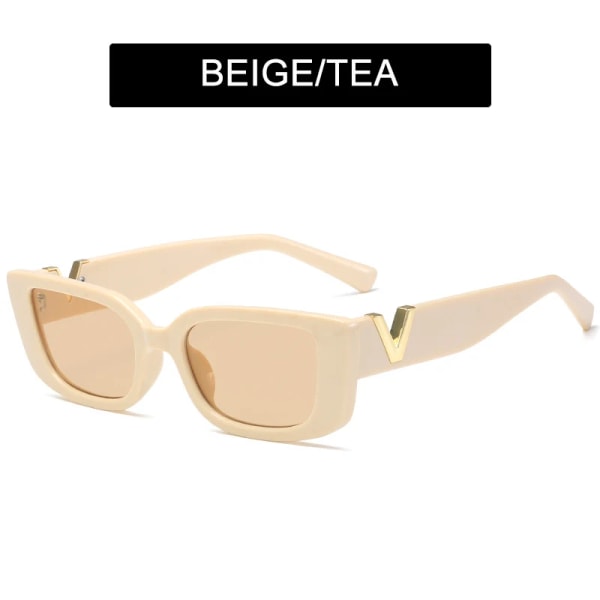 HOOBAN Mode Cat Eye Solglasögon Dam Lyx V Solglasögon För Dam Klassiska rektangulära körskydd utomhus UV400 C5 BEIGE TEA As Picture