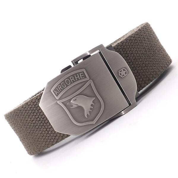 Canvas militärt taktiskt bälte män Hög kvalitet brett metall slät spänne bälte Byxor Tillbehör Ny unisex utomhusträningsbälte Dark green belt 110cm