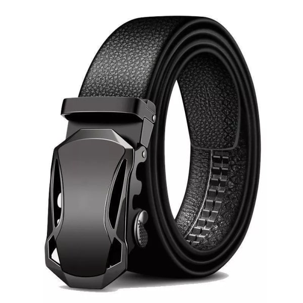 Herrbälte Metall Lyxigt märke Automatiskt läderspänne Högkvalitativt bälten för män Business Work Casual Strap ZDP001A Cool Black 100cm