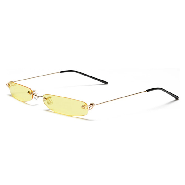 XaYbZc smala solglasögon män båglösa sommar röd blå svart rektangulära solglasögon för kvinnor små ansikte Hot 7-Gold-Yellow As Picture