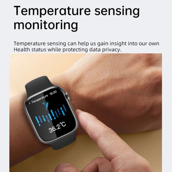 Watch 9 Smart Watch Series 8 Always on Display Blodsocker NFC Smartwatch Herr Dam BT Call Kroppstemperatur För Apple Pink
