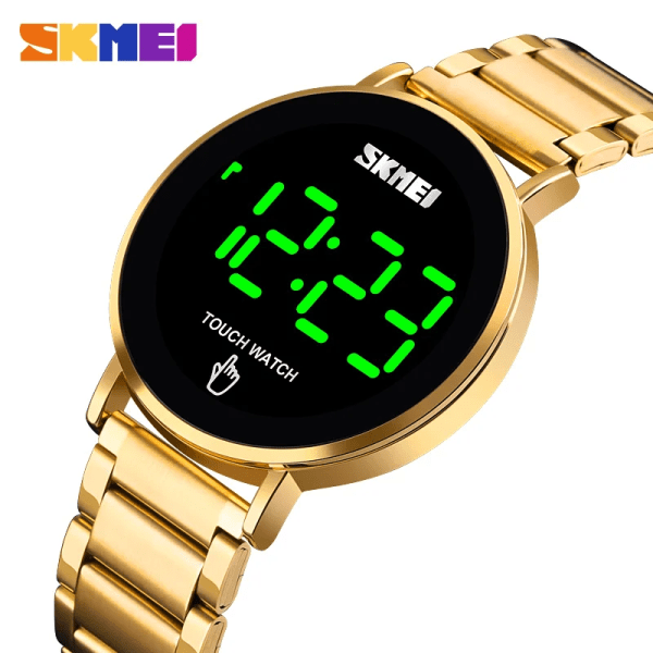 SKMEI 1550 Creative LED Touch Screen Vattentät Digital Armbandsur Lyx Rostfritt Stål Herrklockor Herrklocka Black