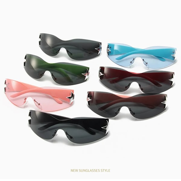 Barn Lyx Punk Sport Båglösa Solglasögon UV400 Pojkar Flickor Y2K Stars Goggles Solskydd Glasögon Modeglasögon för barn red gray