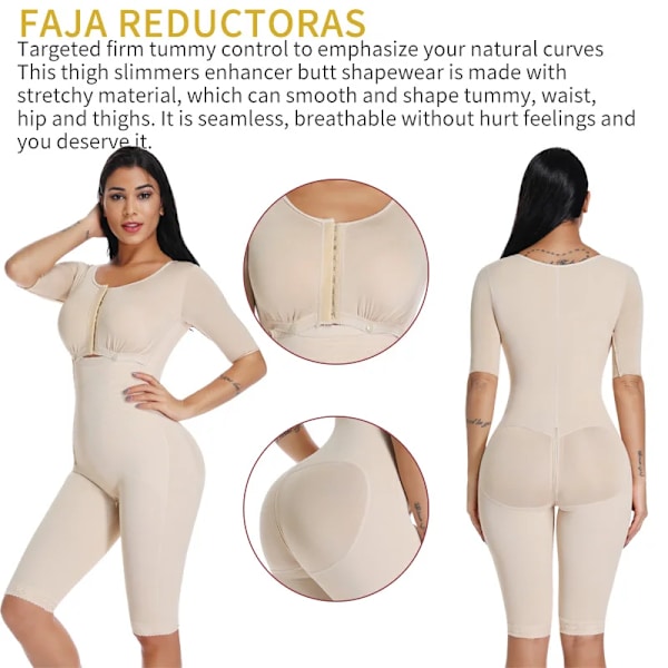 Body Shapewear för kvinnor efter operation Kompressionsplagg Fast kontroll Kroppsformare Waist trainer Slimmande underkläder Black L