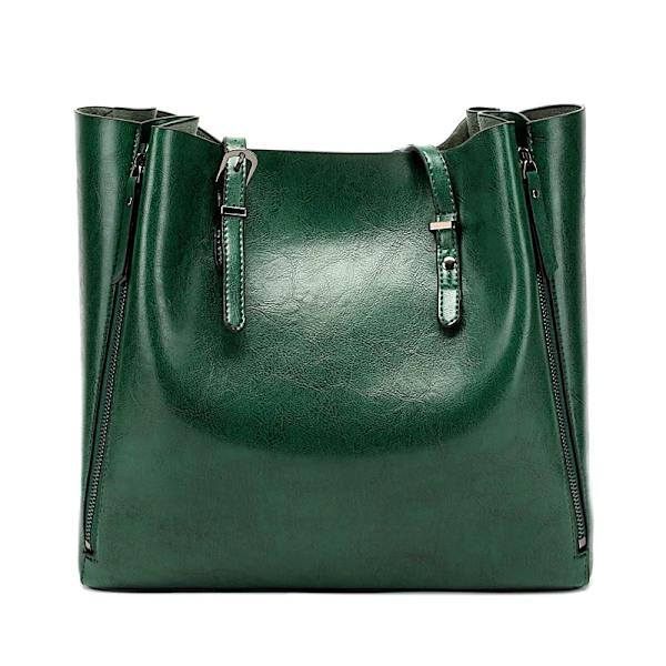 Nytt mode Lyx handväska för kvinnor Kvinnor Stor tygväska Kvinnlig Bucket Axelväskor Lady Läder Messenger Bag Shoppingväska Green 33x29x13cm