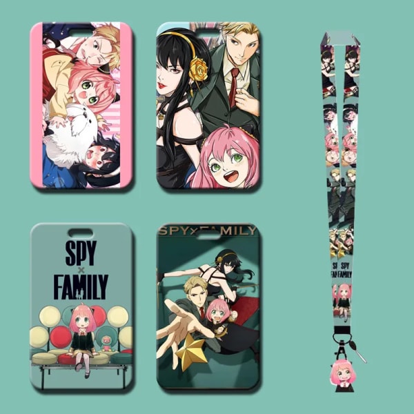 1 set Japansk Anime SPYxFAMILY Kortfodral kort Nyckelsnodd Lanyard Cosplay Badge ID-kort Hållare Halsband Nyckelringar Anya JD-5