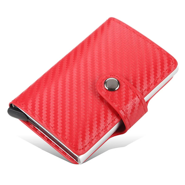 Ny herr kreditkortshållare herrplånbok kolfiber RFID blockerande läder case Korthållare skyddsväska för kvinnor 9131 red