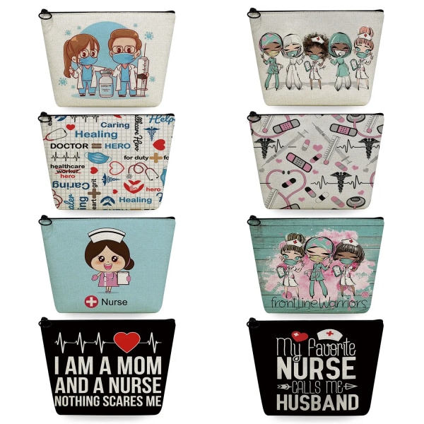 Bärbara kvinnor Designer Organizer Mode kosmetiska väskor Tecknad Tandläkare Sjuksköterska Print Värmeöverföring Resor Toalettväska Sminkväska sn4537 Nurse Bag