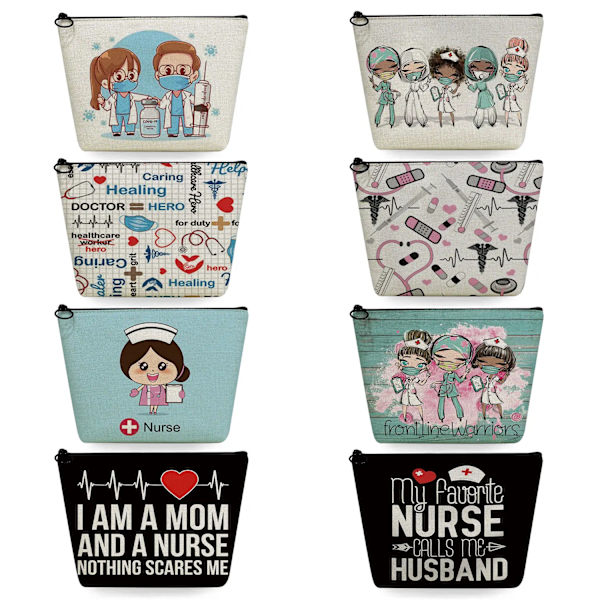 Bärbara kvinnor Designer Organizer Mode kosmetiska väskor Tecknad Tandläkare Sjuksköterska Print Värmeöverföring Resor Toalettväska Sminkväska sn4569 Nurse Bag