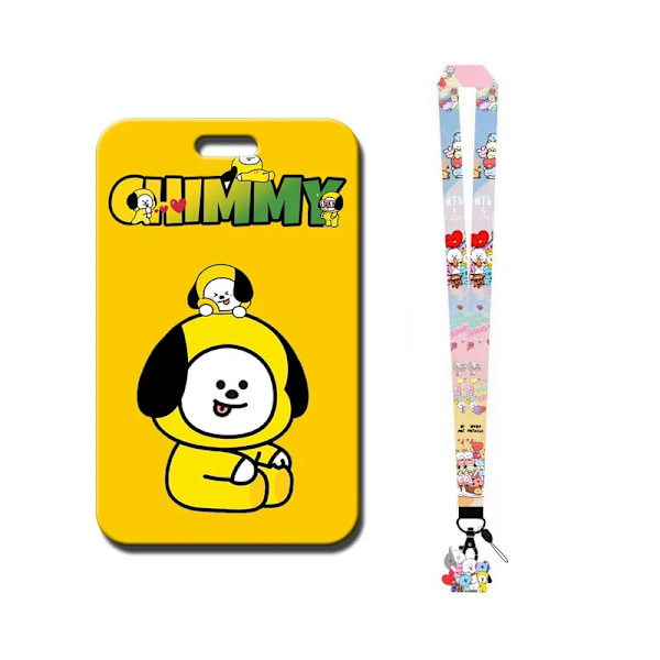 Nytt B t21- set Kawaii Anime Badge Anti-Lost Lanyard Studentmåltidskort Skyddsärm Busskort Måltidskorthänge Bt21 Present BT-6