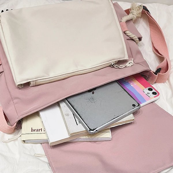 Koreanskt mode Casual Big Bag Student Skolväskor för tonårsflickor Messenger Bag Axelväska Crossbody Väskor Dam Blue