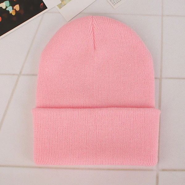 Mössa Vinter för Kvinnor Män Pojkar Flickor Virkad Skullies Hatt Enfärgad Unisex Höststickad Mössa Cap Vilda Tillbehör pink Head 45-60cm