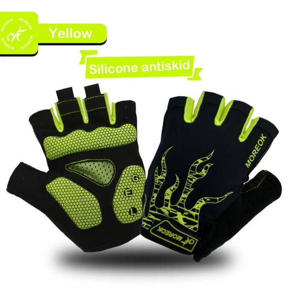 Nya antisladd cykelhandskar Unisex Herr Kvinnor Utomhus MTB Cykel Tvättbar Halvfinger Handskar Korta Finger Sporthandskar Fluorescent yellow L