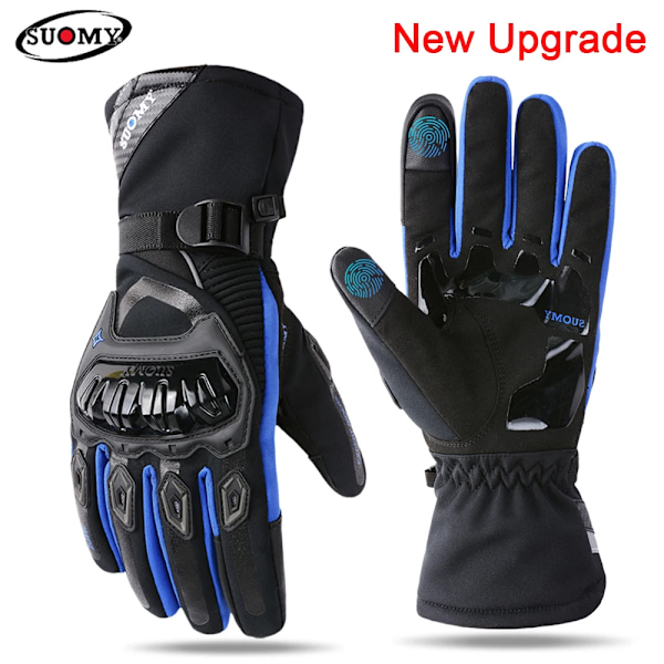 Suomy Vattentäta Motorcykelhandskar Vinter Varma Moto Skyddshandskar Pekskärm Gant Moto Guantes Motorcykelhandskar Nya Blue M