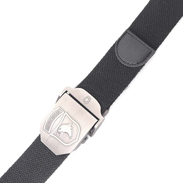 Canvas militärt taktiskt bälte män Hög kvalitet brett metall slät spänne bälte Byxor Tillbehör Ny unisex utomhusträningsbälte Black striped belt 110cm