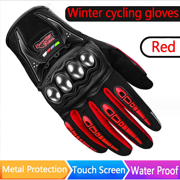 Motorcykelhandskar 100% Vattentäta Vindtäta Vinter Herr Touch Screen Andningsbara Motorcykel Racing Handskar Red M