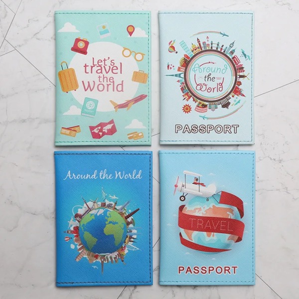 Ny ankomst Världskarta Pass Cover till passplånboken Kvinna Man Passhållare Skyddande Pochette Pass Skydds C-blue