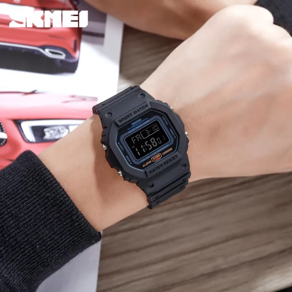 SKMEI 1628 Outdoor Military Digital Watch Herr Mode Retro Man Klockor 2 Time Sport Vattentät Herr Armbandsur reloj hombre Black Black