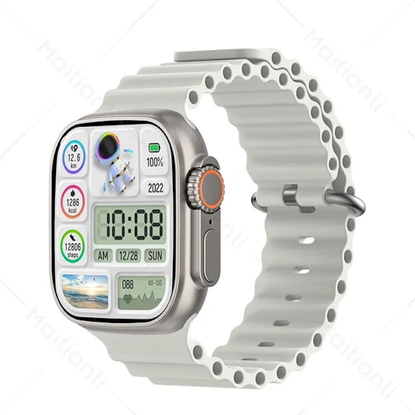 Watch 8 Smart Watch Ultra Herr Dam Smartwatch 2 tums HD-skärm Trådlös laddning Bluetooth Samtal Puls Sömnmätare Gray