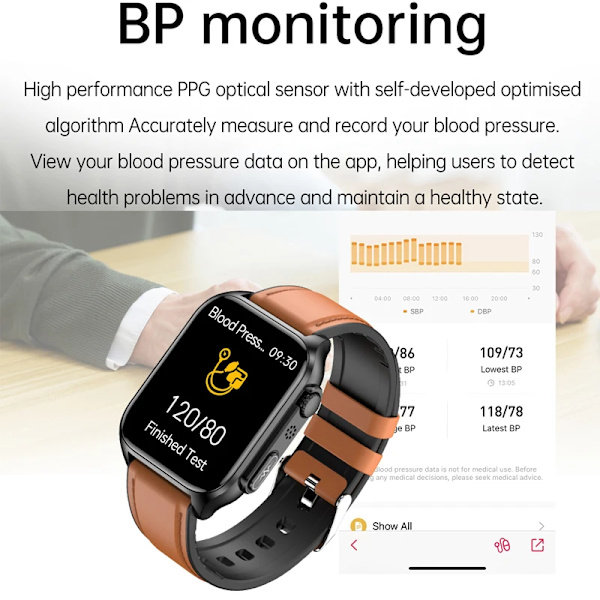 LYCKLIG EKG+PPG Smart Watch Män Laserbehandling av hypertoni Hyperglykemi Hyperlipidemi Puls Hälsosam Sport Smartwatch Black net