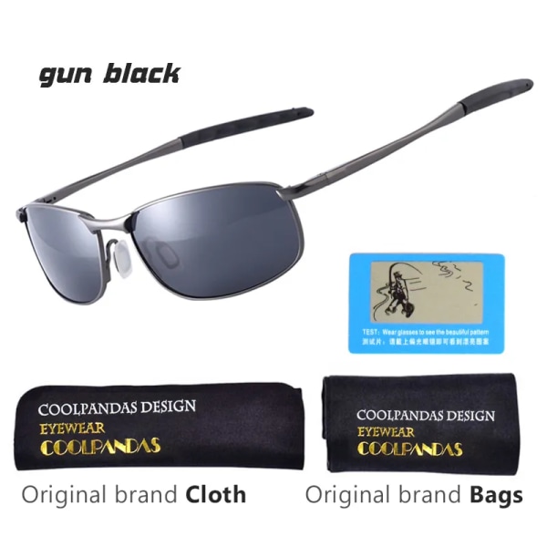 CoolPandas 2022 polariserade solglasögon Herr Märkesdesigner Liten lins Solglasögon Herr Solglasögon för körning gafas oculos de sol UV400 gun black Polarized lens