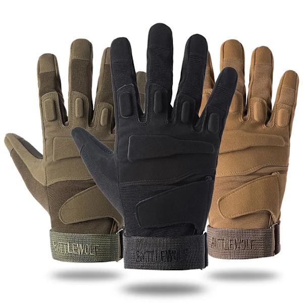 Herr utomhus militära taktiska handskar Army Full Finger Combat Cykelridning Sport Anti-halk handskar MTB-handskar Slitstarkt Green M