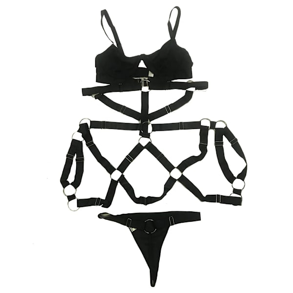 YBFDO Goth Underkläder Set Hot Sele Outfits Nattklänning Sexiga underkläder Strumpebandsbälte 4 delar Sexunderkläder Kostym Klubbkläder black M