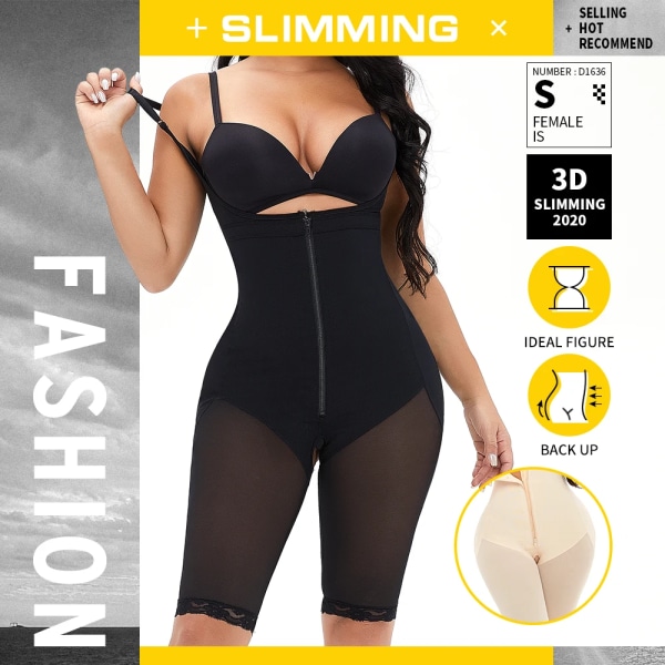 Queenral Waist Trainer Kvinnor Pärmar och Shapers Sexig Butt-lifter Magkontroll Kroppsformkläder Bantningsslida Platt magkorsett Beige XL