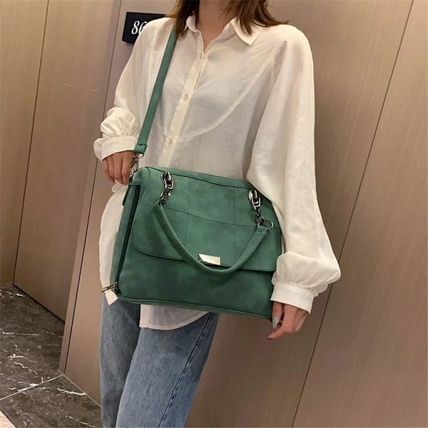 Matt handväska för damer Scrub axelväska för kvinnor Crossbody-väska med stor kapacitet PU-läder Casual Tote Resehandväska Boston kvinnlig väska Gray