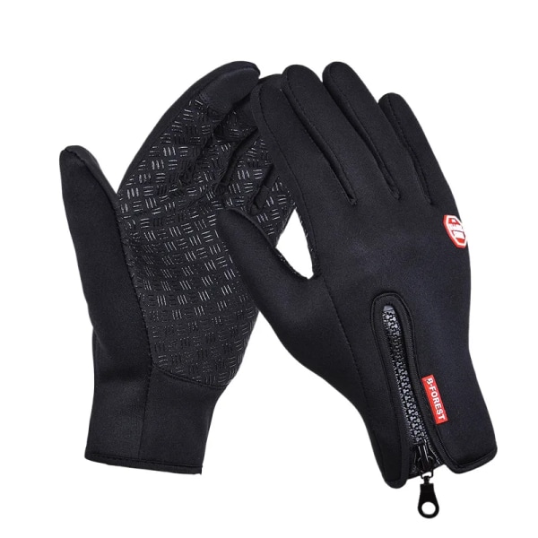 Unisex pekskärm Cykelhandskar Vinter Thermal Varm Full Finger Motorcykel Sporthandskar för Cykel Skidor Utomhus Camping Vandring Black M