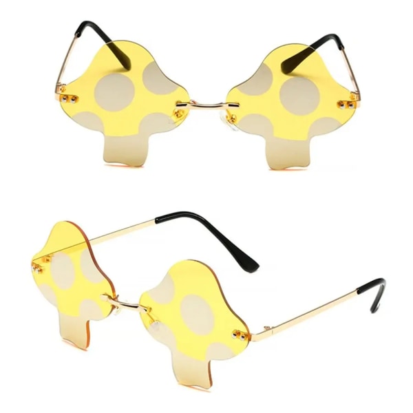 Svampformade solglasögon oregelbundna båglösa solglasögon Trendiga roliga solglasögon för kvinnor män halloweenfest cosplay glasögon 2-Gold-Grey White
