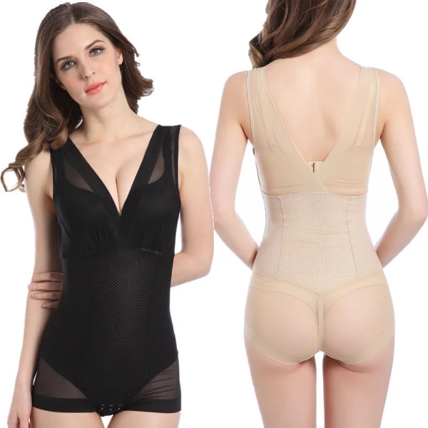 Kvinnor Slimming Burn Fat Trosor Shapewear Tummy Slim Body Shaper Full Body Shaper Slimming Underkläder Väst Bodysuits Jumpsuit L Apricot XL