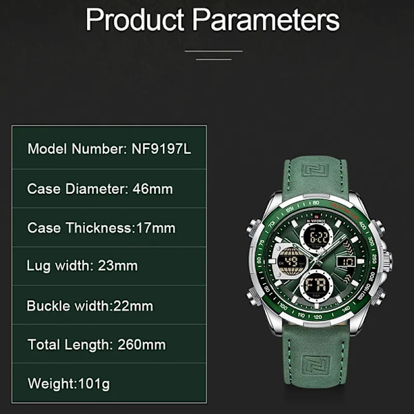 Nya NAVIFORCE mode militärklockor för män lyxiga original watch ​Vattentät kvarts armbandsur Gåva RGBB
