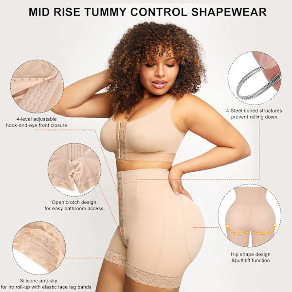 Hexin Butt Lifter Shorts Fake Ass Stora skinkor Hip Enhancer Trosor med extra stora kuddar Body Shaper Shorts Shapewear Booty Auburn M