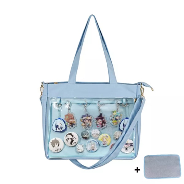 Big Ita Bag Röd med Insats Japansk Söt Klar Dam Dubbla Remmar Flickor Kawaii Transparent Shouldra Lolita Blue ItaBag H234 light blue Double Straps style