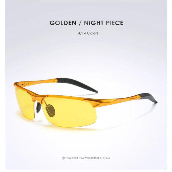 AORON Polarized Solglasögon Herr Sportkörning Solglasögon UV400 Skydd Aluminiumram Spegel Solglasögon Goggle Vintage Gold Night vision Glasses Case