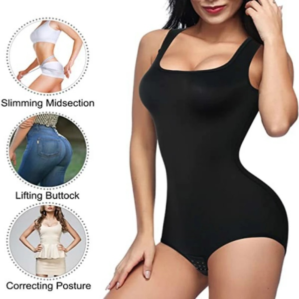 Kvinnor Body Sommar Ärmlös Sexig Off Shoulder Body Tops Casual Magkontroll Waist trainer Body Shaper Buken Jumpsuit Auburn M