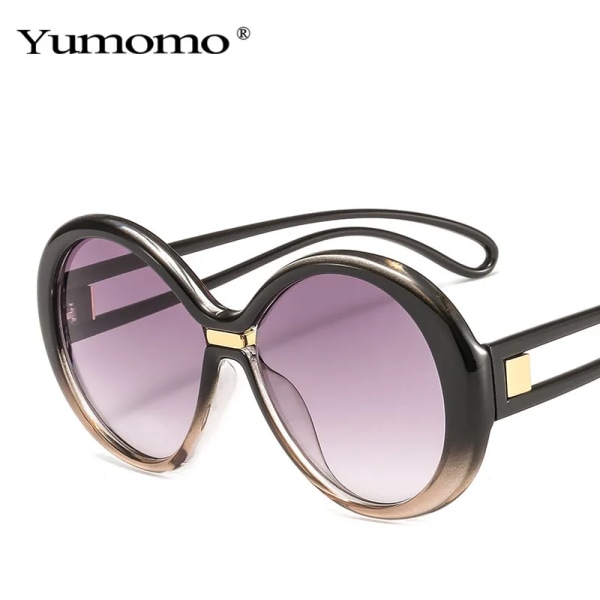 Mode överdimensionerade runda solglasögon dam vintage färgglada ovala glasögon populära solglasögon för män UV400 Type 10 Other